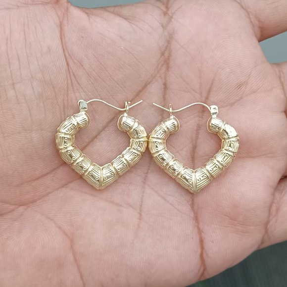 10kt Real Gold Heart Hoop Earring For Women